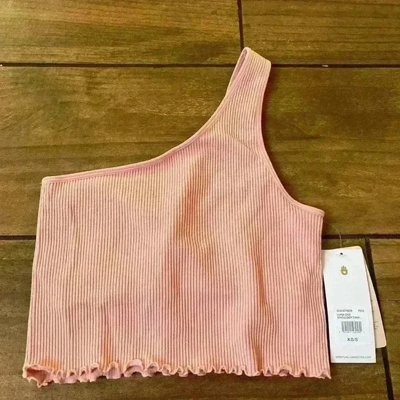 NWT SPIRITUAL GANGSTER LUNA ONE SHOULDER SEAMLESS TANK - PEONY Xs/s - Picture 3 of 5